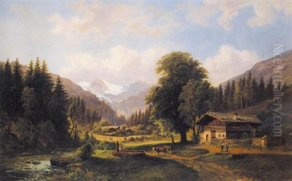 Motiv Aus Dem Unterinntal Oil Painting by Gustav Barbarini