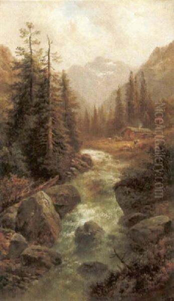 Parthie Am Moserboden Im Pinzgau Oil Painting by Gustav Barbarini