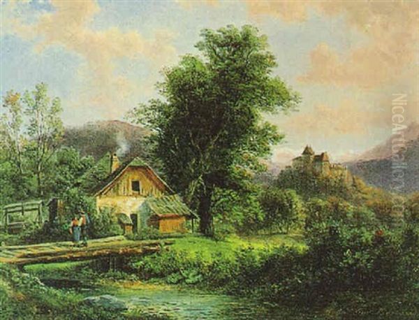 Parthie Aus Dem Murzthale Oil Painting by Gustav Barbarini