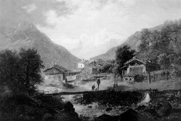 Dorf Fulpmes Im Stubaital Oil Painting by Gustav Barbarini