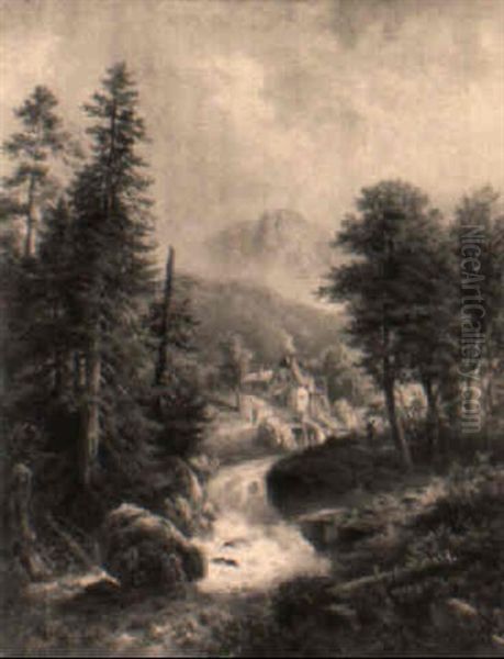 Am Waldbach Oil Painting by Gustav Barbarini