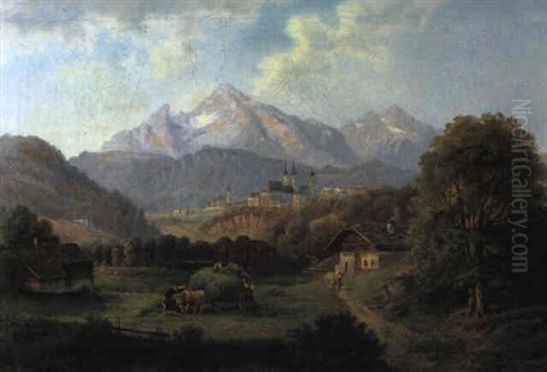 Blick Auf Berchtesgarden Oil Painting by Gustav Barbarini