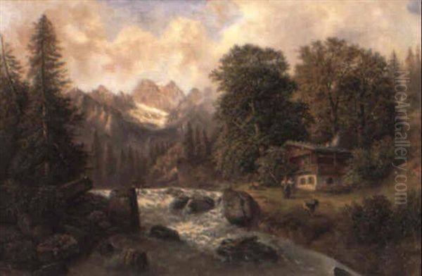 Im Salzburgerland Oil Painting by Gustav Barbarini