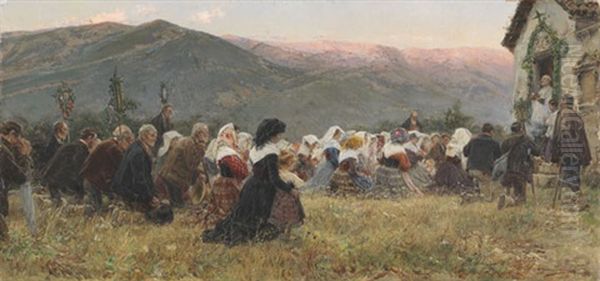 Gebirgsprozession Oil Painting by Mariano Barbasan Lagueruela