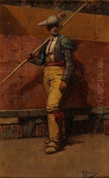 Picador A Pie Oil Painting by Mariano Barbasan Lagueruela