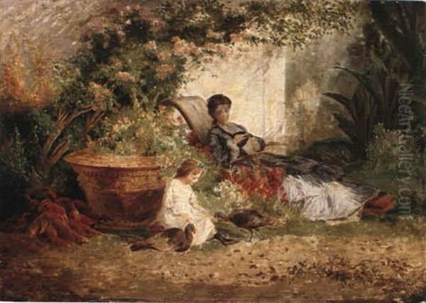 In The Garden Oil Painting by Mariano Barbasan Lagueruela