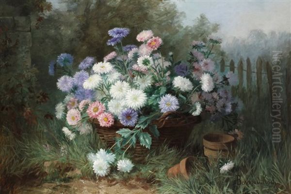 Corbeille De Fleurs Oil Painting by Marthe Elizabeth Barbaud-Kock