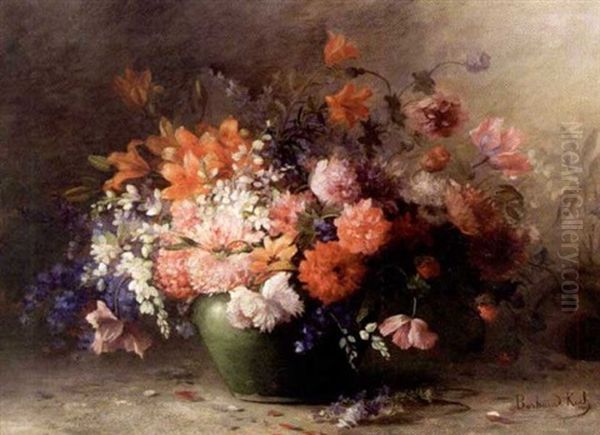 Fleurs De Printemps Dans Un Vase Oil Painting by Marthe Elizabeth Barbaud-Kock