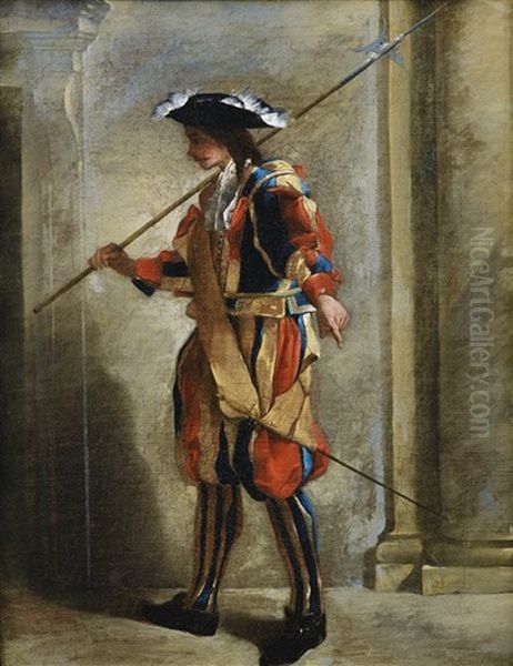 A Swiss Guard Oil Painting by Jean Barbault