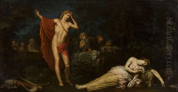 Apollo E Chione Oil Painting by Luigi Ademollo