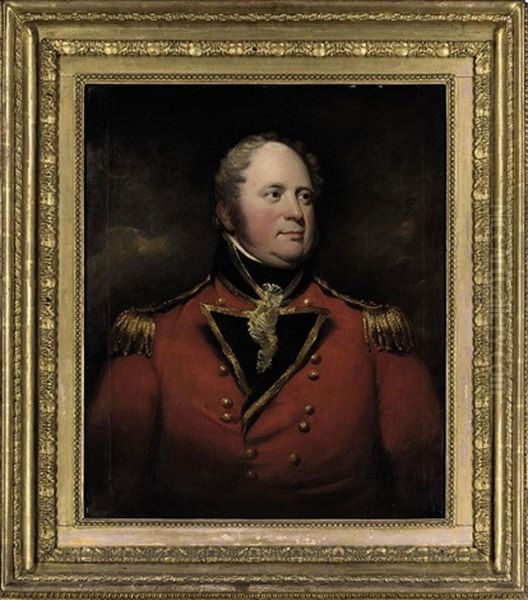 Portrait Of Colonel John Elliott Of Gedling Hall, Nottinghamshire, Of The Nottingham Volunteer Infantry Of Whom He Was Colonel Oil Painting by Thomas Barber