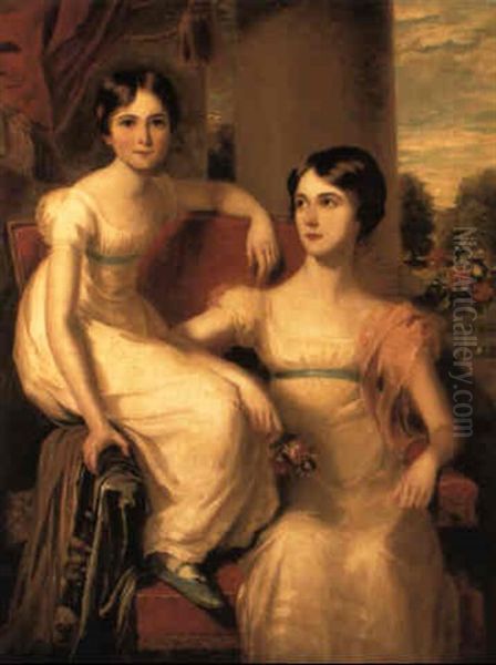 Portrait Of Caroline Augusta And Henrietta Pelham Clinton Oil Painting by Thomas Barber