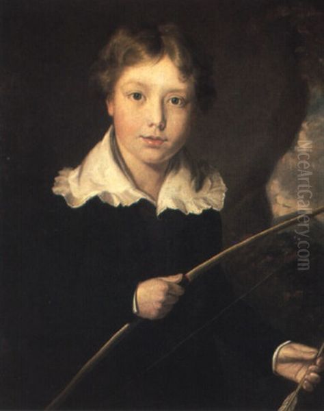 Portrait Of A Young Boy Oil Painting by Thomas Barber