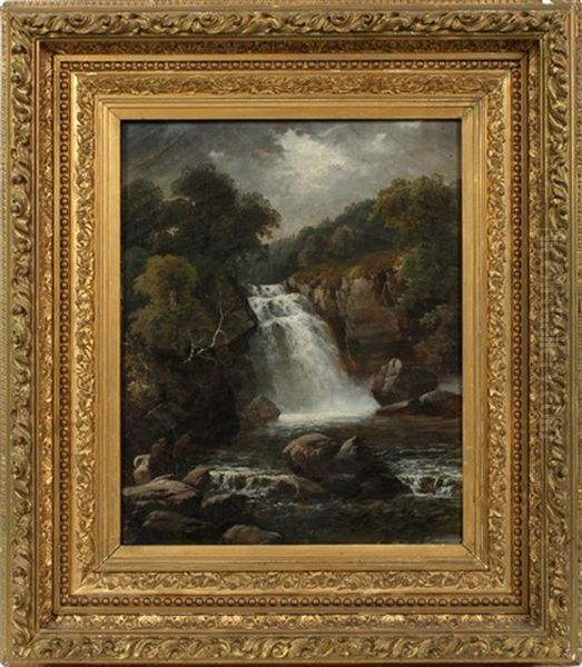 Landscape With Waterfall Oil Painting by Thomas Stanley Barber