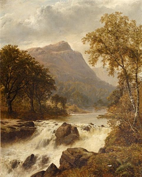 Welsh Mountainous River Landscapes (pair) Oil Painting by Thomas Stanley Barber