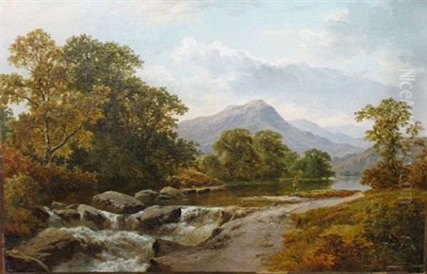 Fly Fishing In Wales Oil Painting by Thomas Stanley Barber