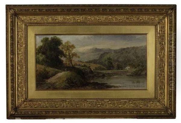 A River Landscape With Hills Beyond (+ Another; 2 Works) Oil Painting by Thomas Stanley Barber