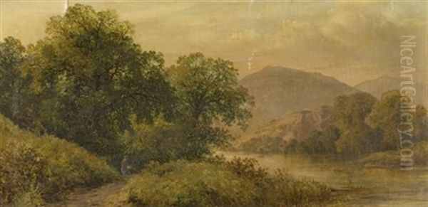 A Path Along The River Oil Painting by Thomas Stanley Barber