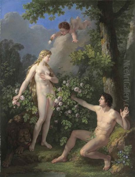 The Creation Of Eve Oil Painting by Jean Jacques Francois Le Barbier