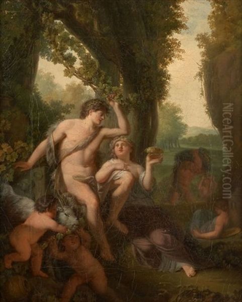 Scene De Bacchanale Oil Painting by Jean Jacques Francois Le Barbier