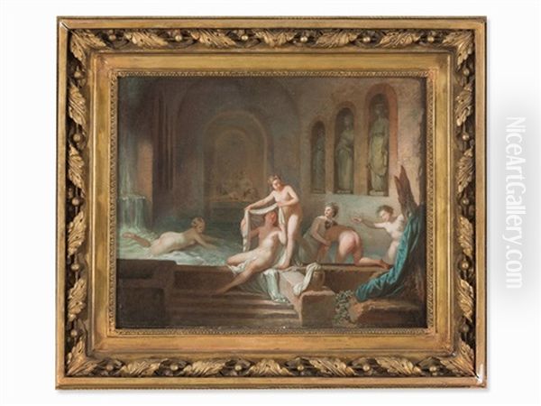 La Grotte D'egerie Oil Painting by Jean Jacques Francois Le Barbier