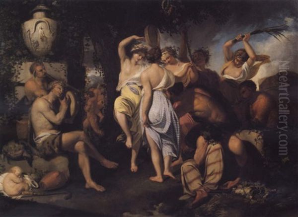 Bacchanale Avec La Danse Des Dryades Autour D'un Chene Oil Painting by Jean Jacques Francois Le Barbier