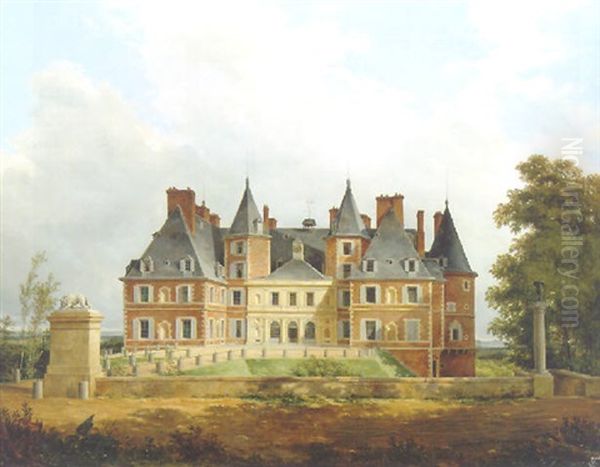 A Chateau In A Landscape Oil Painting by Nicolas Alexandre Barbier