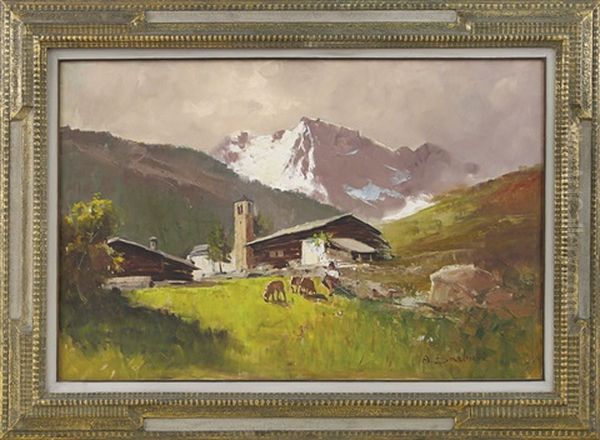 Paesaggio Montano Oil Painting by Alessandro Barbieri