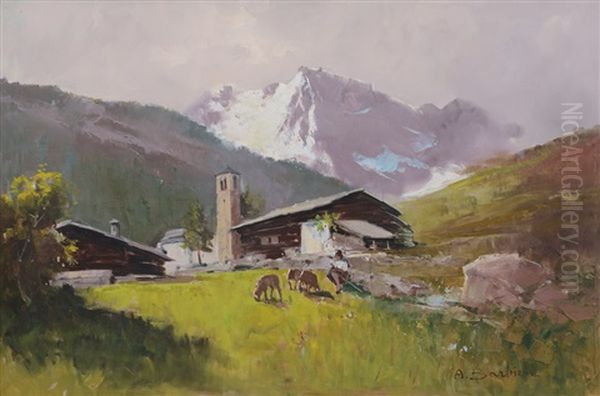 Paesaggio Montano Oil Painting by Alessandro Barbieri