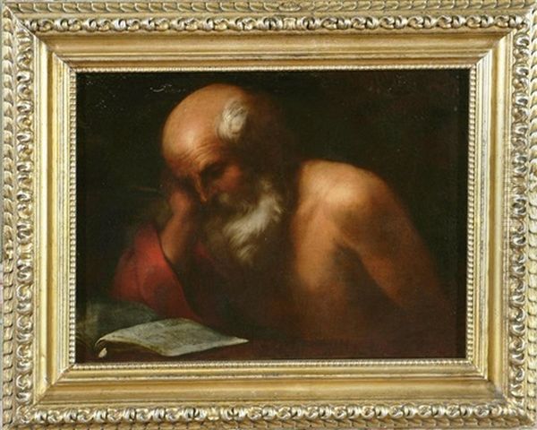 San Gerolamo Con Il Libro Oil Painting by Paolo Antonio Barbieri