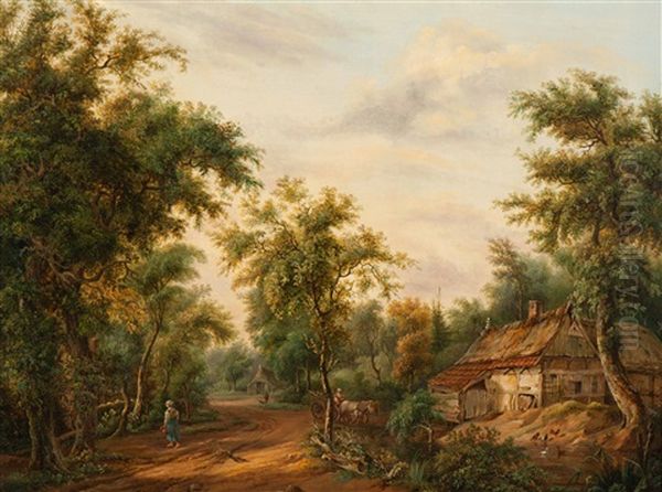 View Of A Farm Oil Painting by Pieter Barbiers Bartholomeusz