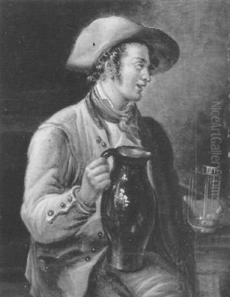 Portret Van Man Met Kruik Oil Painting by Pieter Barbiers Bartholomeusz