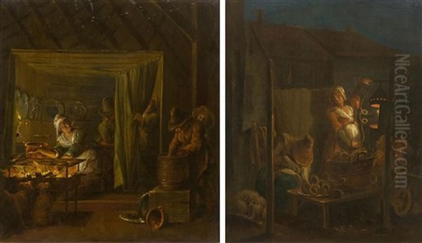 Pair Of Works: Kitchen Scenes by Pieter Barbiers the Elder