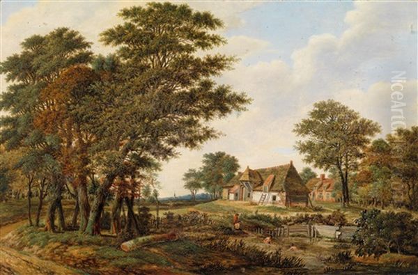 Waldlandschaft Mit Einem Bauernhof Oil Painting by Pieter Barbiers the Elder