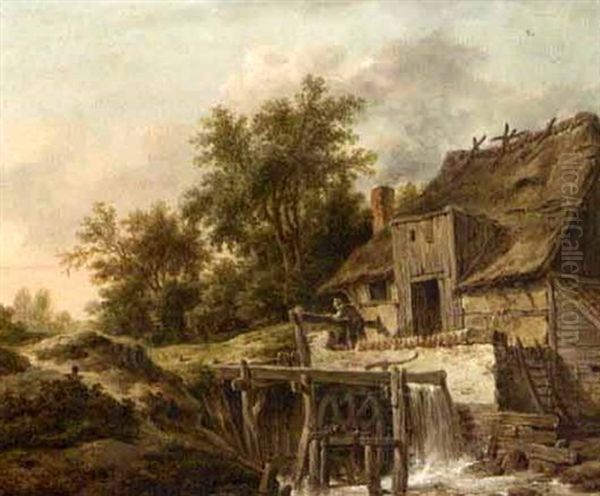 Landscape With A Watermill Oil Painting by Pietersz (Pieter) Barbiers