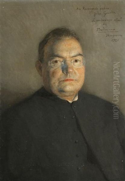 Portrait Du Reverend Pere Jules Gourlin Oil Painting by Belmiro Barbosa De Almeida