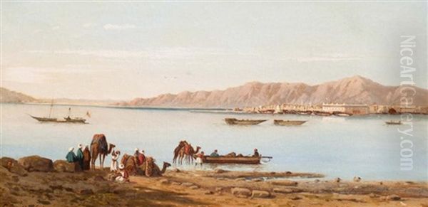 Vue De Suez Oil Painting by Prosper Barbot