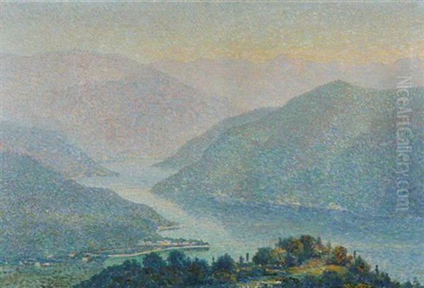 Blick Auf Den Luganersee Oil Painting by Annunzio Barchi