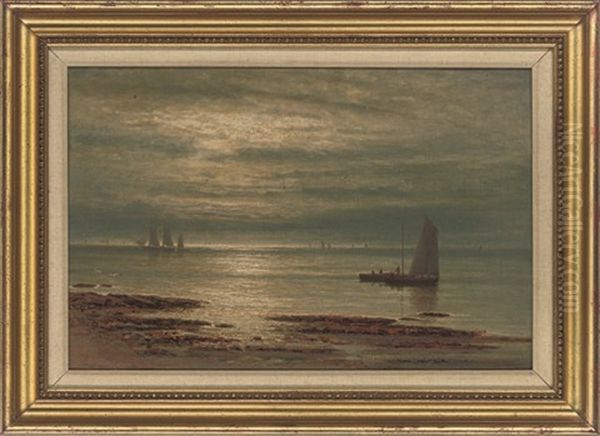 Fishing Boats At Sunset Oil Painting by Hugh William Barclay