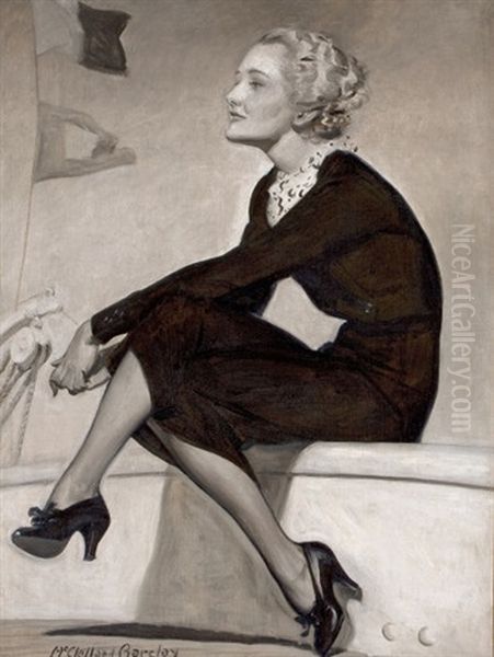 Glamorous Woman On Ship Oil Painting by Mcclelland Barclay