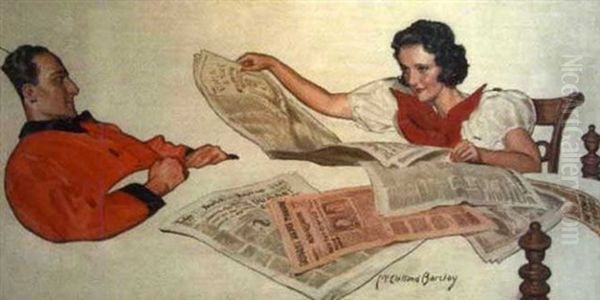 Reading In Bed Oil Painting by Mcclelland Barclay