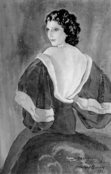 Portrait Of A Woman In A Velvet Dressing Gown Oil Painting by Mcclelland Barclay