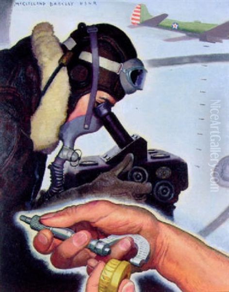 Precision Instruments At Use In Bombing Oil Painting by Mcclelland Barclay