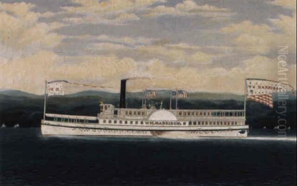 Steamboat 'william Harrison' Oil Painting by James Bard