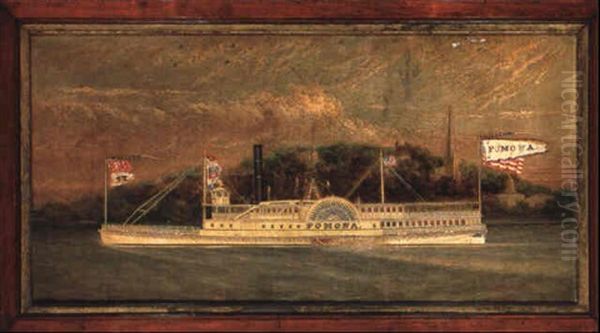 Steamboat 'pomona' Oil Painting by James Bard