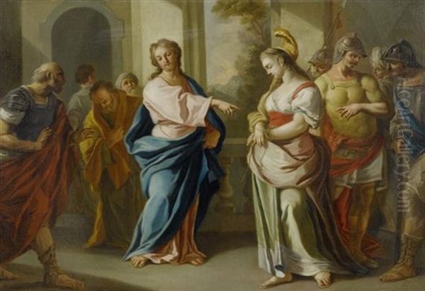 Christus Und Die Ehebrecherin, Christus Und Die Frau Von Samaria (pair) Oil Painting by Pietro Bardellino