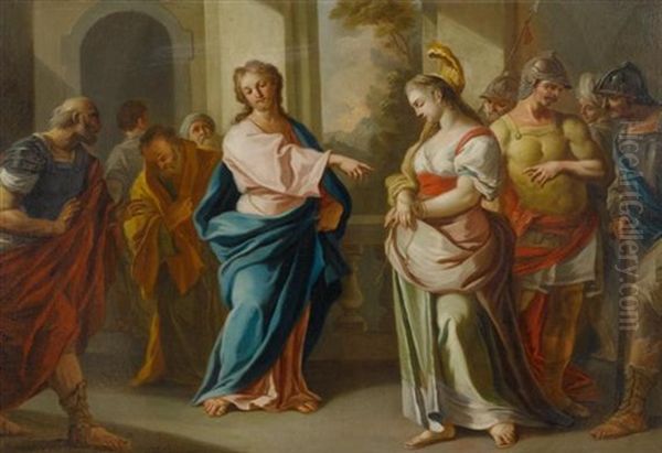 Gegenstucke: Christus Und Die Ehebrecherin / Christus Und Die Frau Von Samaria Oil Painting by Pietro Bardellino