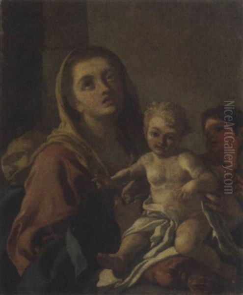 Madonna Con Bambino E San Giovannino Oil Painting by Pietro Bardellino