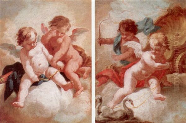 Putti Playing With A Bow And Quiver by Pietro Bardellino