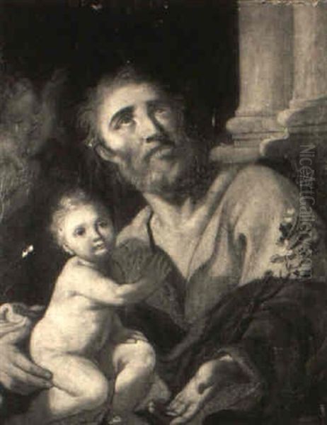 Joseph And Christ Child With Angels Oil Painting by Pietro Bardellino